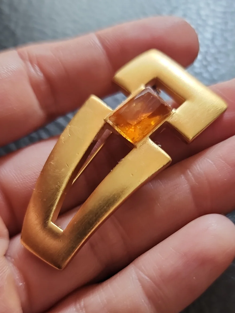 Gold-Tone Anne Klein Brooch with Amber Accent